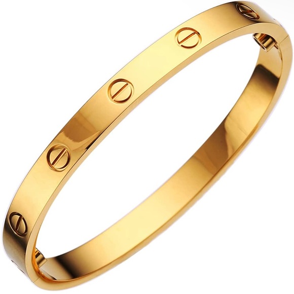 Gold Screw Bracelet Cuff Bangle - Picture 16 of 16